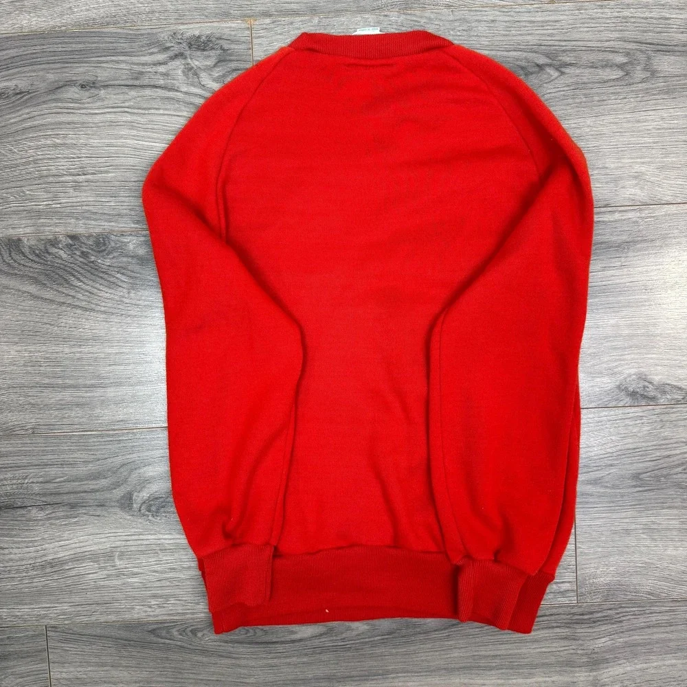 RARE 80s Sunday Comics Mickey‎ Mouse Football Crewneck L Made in Korea Red